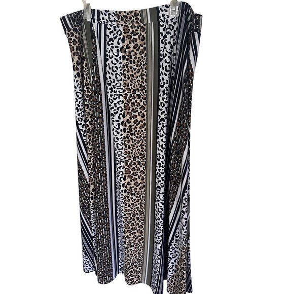 Cato animal print brown black and white maxi skirt size XL - Picture 2 of 6